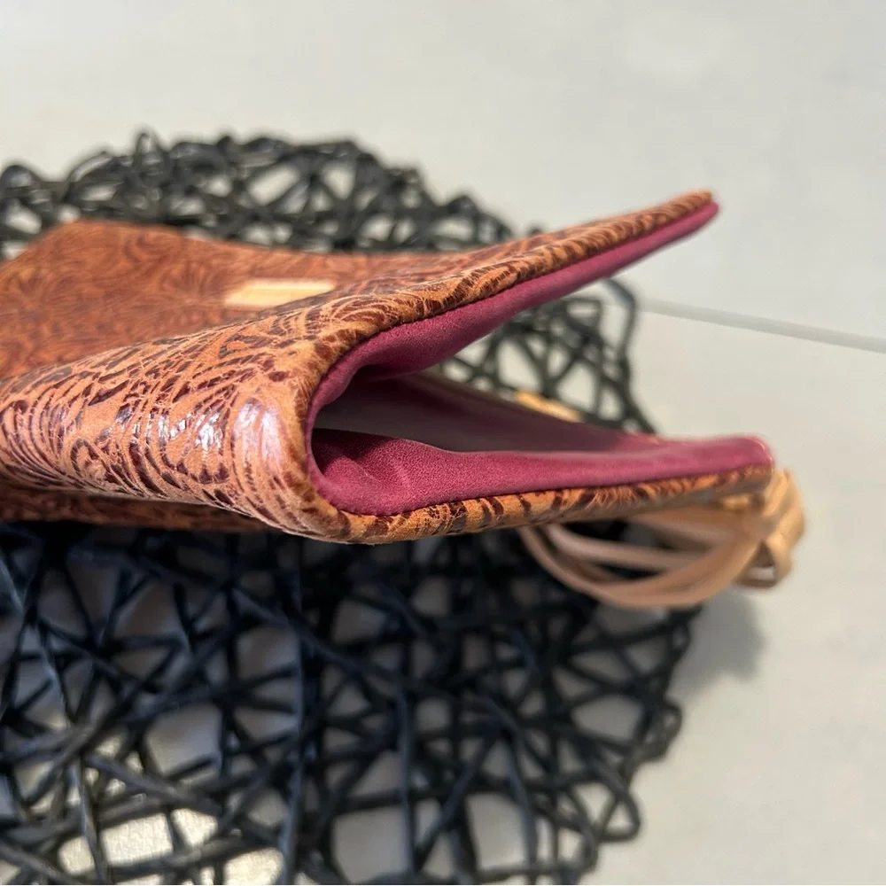 Consuela Sally Fold Over Leather Tooled Clutch